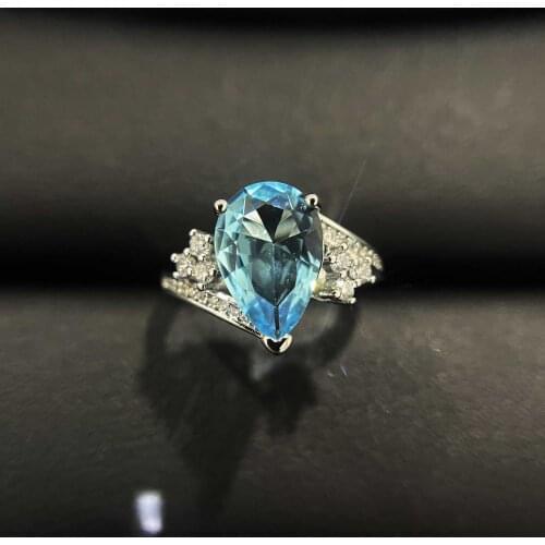 QTT Gorgeous Sea Blue Rings For Women Trendy Jewelry Oval Cubic Zirconia Big Blue Ring Bridal Wedding Engagement Accessories