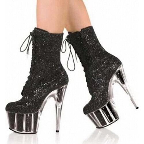 Colorful Women Stiletto Heels Short Boots Shining High Platform Crystal Heels Ankle Boots Sexy Night Club Dancing Party Shoes