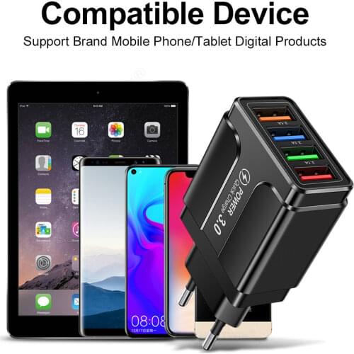 4 usb charger Quick charge 3.0 4.0 Chargers for iphone 12 Xiaomi redmi note 10 fast charger For Iphone chargers charger adapter