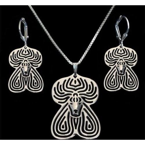 Womens Metal Dog Jewelry Set Female Alloy Poodle Jewelry Set