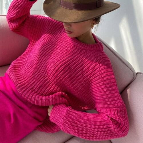 Dourbesty y2k Womens Sweater Autumn Round Collar Long Sleeves Knitted Pullovers Top Loose Knitwear Ladies Jumpers Women Fashion