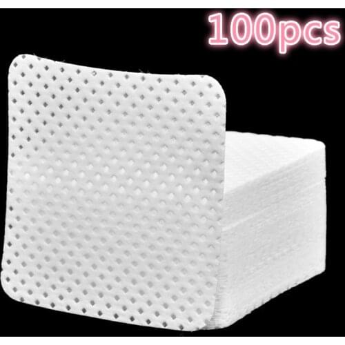 100pcs Cleaning Cotton Pads Square Wipes For Lash Extension Adhesive Eyelash Glue Makeup Nail Tips Polish Remover Tool