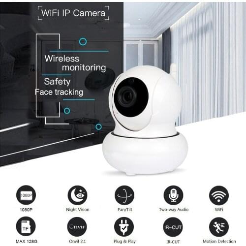 1080P Wifi PTZ face tracking IP Camera P2P Wireless onvif Network Security Two-way Audio Baby Monitor night vision wifi camera