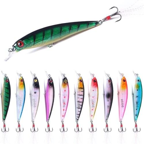 11cm-12.8g feather hook Minnow Fishing Lure Laser Hard Artificial Bait Fishing Wobblers Pike Carp Bait Crankbaits Fishing Tackle