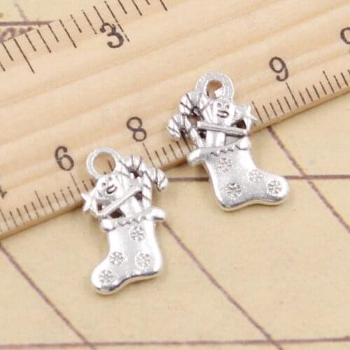 20pcs Charms Christmas socks 18x12mm Tibetan Silver Color Pendants Antique Jewelry Making DIY Handmade Craft