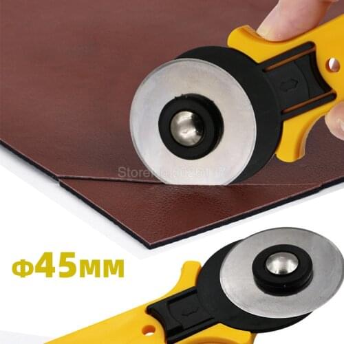 45MM Rotary Blade Cutter Roller Wheel Round Scale Knife For Diy Hand Cutting Leather Fabric Paper Tailor Tools Handle Tool