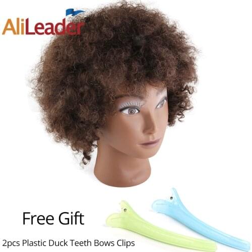 AliLeader 8inch Male Human Hair Training Mannequin Head Afro Makeup Training Hairdresser Mannequin Head Hair Mannequins For Sale