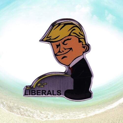 Donald Trump Election 2020 Campaign Pee Piss on Liberals American Funny Lapel enamel Pin Joke Gag Gift Metal brooch