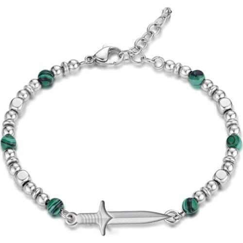 Runda New Arrival Fashion Stainless Steel Men Blue Beaded Bracelet Vintage Jewelry