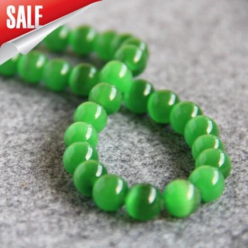For Necklace&Bracelet 10mm Green Glass Beads Mexican Cat Eye Beads DIY Granular Loose Bead Accessory Parts 15inch Jewelry Making