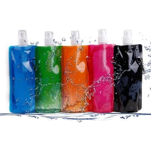 Portable folding Water Bottle with button outdoor sports equipment drinking Water container one piece Sports Water Bottle