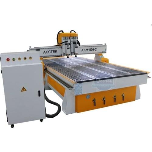 Two heads wood door making cnc router cutting carving drilling milling machine 1530