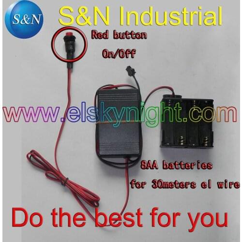 EL wire inverter (8AA batteries case) which can drive 30M EL Wire with Button (on and off)