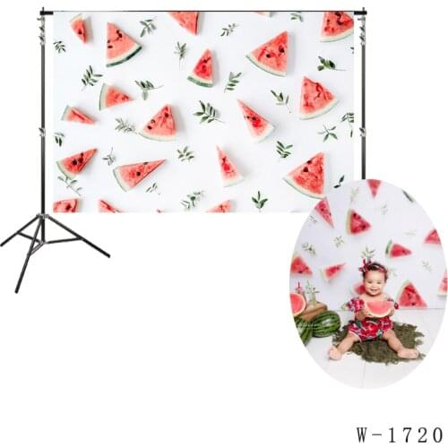 Photography Backdrop Stereo Watermelon Slices Pieces Pattern On White Background girl birthday Photocall smash cake Wall banner