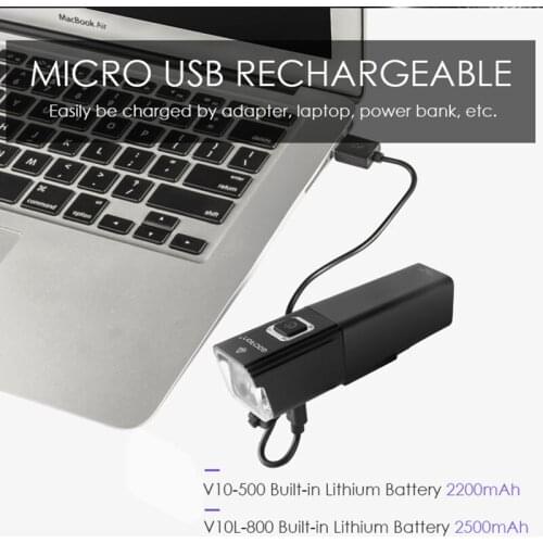 GACIRON 800 Lumen Bike Headlight Rechargeable MTB Road Bicycle Light Waterproof LED Flashlight 6 Modes Cycling Lamp Equipment