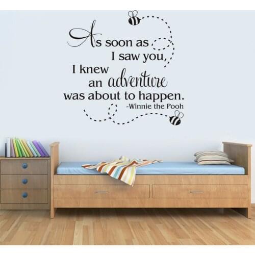 As soon as i saw you... Winnie the Pooh Quote Vinyl Wall Decal Home Decor Bedroom Kid Room Art Mural Wall Stickers