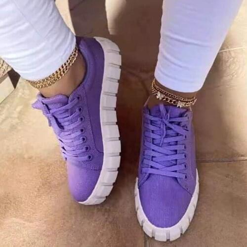 Spring Autumn Women Canvas Shoes Sneakers Lace-up Round Toe Solid Thick Flat Platform Sports Leisure Flats For Female 2021