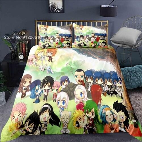 2/3 Pieces Fairy Tail Bedding Set Cartoon Anime Bed Linen Comfortable Soft Bedspread For Kids Children Duvet Cover (No Sheets)