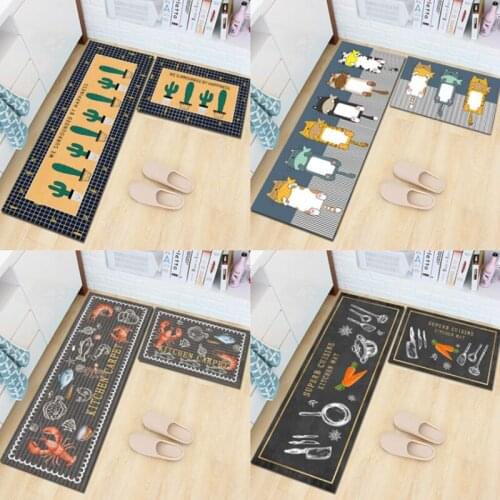 Kitchen Mat Cartoon Pattern Bathroom Toilet Dirt-Resistant Tapete Non-Slip Can be Machine Washable Durable Entrance Door Carpets