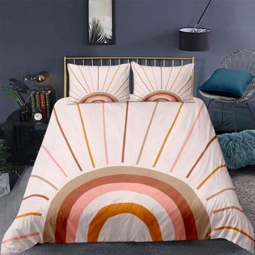Fashion Sun Pattern Printed Bedding Set Cute Rainbow Elephant Quilt Cover And Pillowcase Child Soft Bed Sets Kid Duvet Cover