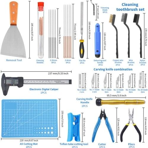 42-piece / 34-piece DIY Kit Set of 3D Printer Cleaning and Disassembly Tools with Storage Bag 3D Printer Tool Set for Cleaning