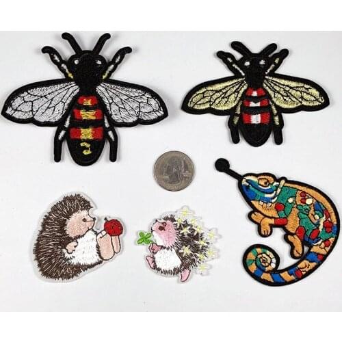 50pcs/Lot Embroidery Patches Letters Clothing Decoration Accessories Insect Bee Diy Iron Heat Transfer Applique Punk Clothes