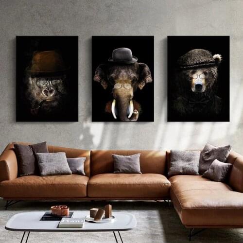 Retro Animal Art Lion Tiger Canvas Painting Wall Art Posters Prints Wall Picture for Living Room Home Wall Cuadros Decoration