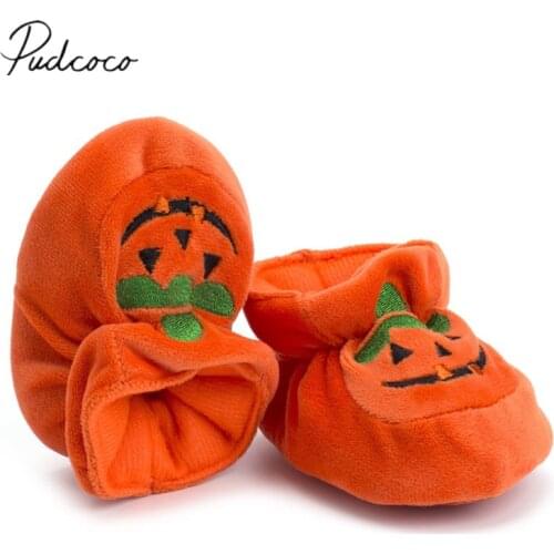 2018 Brand New Halloween Pumpkin First Walkers Toddler Baby Girls Boys Casual Crib Shoes 0-18M Cotton Elastic Waist Soft Shoes