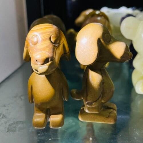 New Arrival!!!Carves Dog Figurine Healing Crystal Natural Gemstone Statue Decor