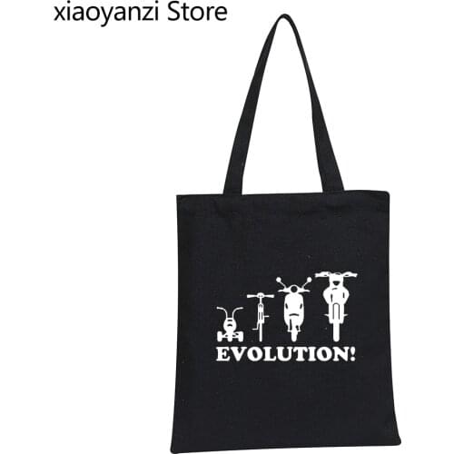 Novelty Youth Shoulder Bags Handbags Evolution of a Tricycle Bicycle Moped Motorbike Student Books Bags Tote Fabric Canvas