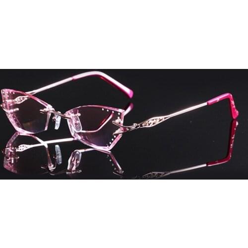 Ultra-light Rimless Glasses Diamond Trimming Glasses Fashion Woman Beautiful Temperament Prescription Glasses Myopia Hyperopia