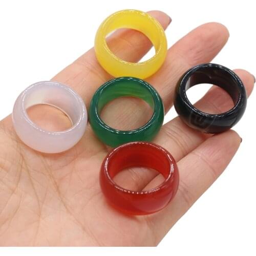 Wholesale New Fashion Multicolor Natural Stone Ring for Women Men Charm Round Agates Onyx Finger Rings Jewelry High Quality