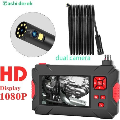 P30 1m/3m/5m Dual Endoscope Camera HD Cable Inspection Camera 8mm 6 LED Borescope mini 4.3inch sipaly screen Portable