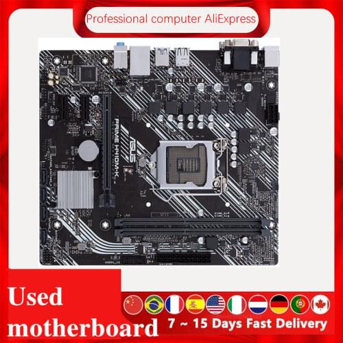 Used motherboard For Asus PRIME H410M-K Original Desktop Intel H410 H410M DDR4 Motherboard LGA 1200 i7/i5/i3 USB3.0 M.2 SATA3
