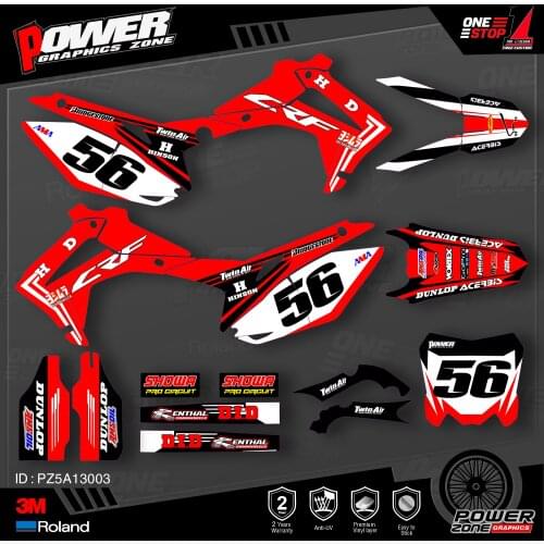 PowerZone Custom Team Graphics Backgrounds Decals 3M Stickers Kit For HONDA 2014-2017 CRF250R 2013-2016 CRF450R 003