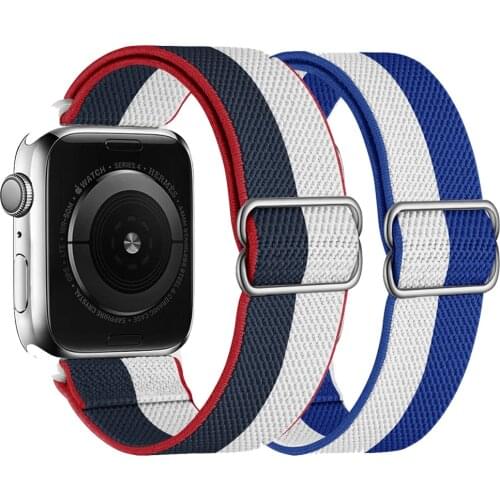 Strap for Apple watch band 44mm 40mm 38mm 42mm Adjustable Elastic International colors Nylon solo Loop iWatch series 6 se 5 4 3