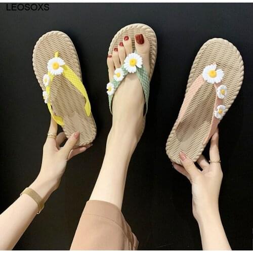 Flip-flops Womens Summer 2021 New Daisy Fashion Non-slip Leisure Beach Vacation Outer Wear Slippers