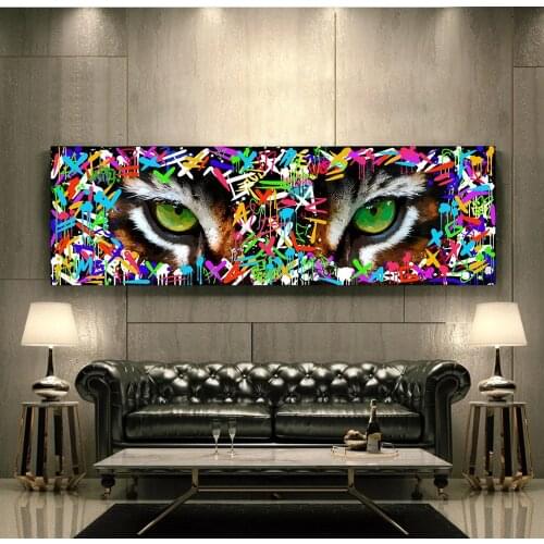 Modern Graffiti Art of tiger eyes Paintings on the wall Art Posters and Prints Canvas Paintings For Living Room Wall Decoration