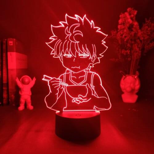 Hunter x Hunter Anime Night Lamp Eating Killua Figurine Art Deco LED 7 Color Changing Light Kids Childrens Bedroom Decoration