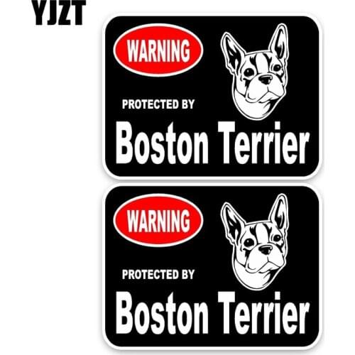 YJZT 15*11.4CM 2X Boston Terrier Guard Dog Fun Retro-reflective Decals Car Window Sticker C1-4324