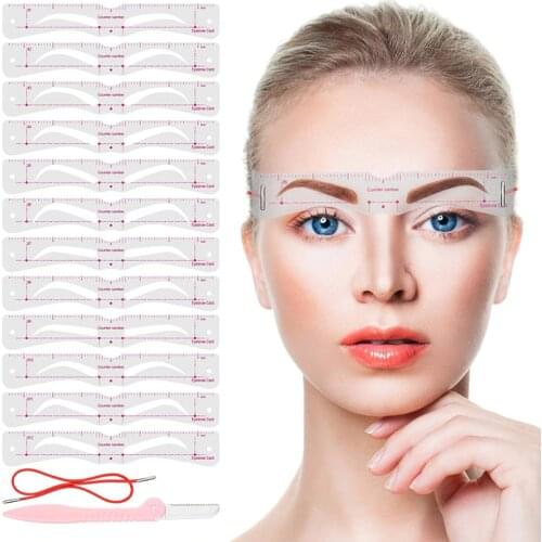 24 Pairs Professional Eyebrow Stencil Card Template Eyebrow Sticker Tool Draw Perfect Eyebrows hot