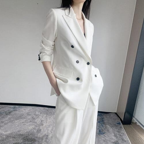 Luck A Women Autumn Winter Fashion Business Pant Suits Uniform Formal Jacket And Long Pant Blazer Set OL 2 Two Pieces Suits