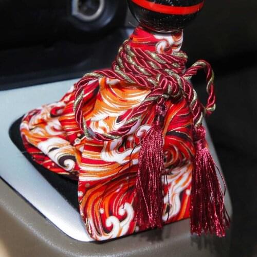 Universal Car Shift Lever Knob Dust Cover Pattern Style Canvas Katana Racing Samurai Sword Shift Knob Collars Car Accessories