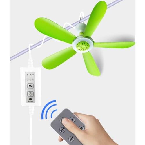 MOLF Remote Control Timing 5W Ceiling Fan Air Cooler 3 Speed USB Fan for Bed Camping
