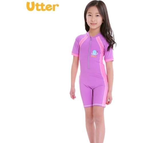 UTTER UVP50+ 1 Set Baby Kids Cartoon Printed Short Sleeve Swim Wear for Children Boys Girls Swimsuits Sport Beachwear