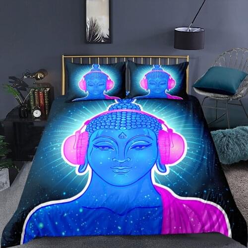 Funny Buddha Statue Bedding Set Fantasy Fashoin 3D Print Comforter Luxury Queen King Single Duvet Cover Set Home Textile Decor