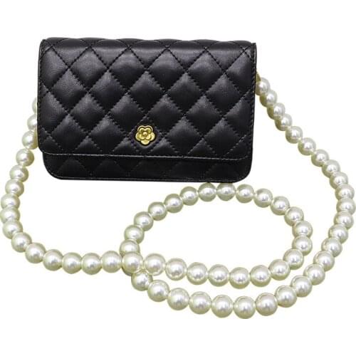 Bag For Women Classic Ladies Handbag High Quality Caviar Flap Shoulder Bag Square Stripe Chain Pearl Chain Bag