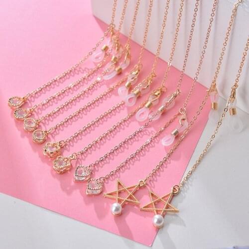 Crystal Star Pearl Mask Sunglasses Chain for Women Retro Metal Sunglasses Lanyards Eyewear Cord Holder Neck Strap Dropshipping