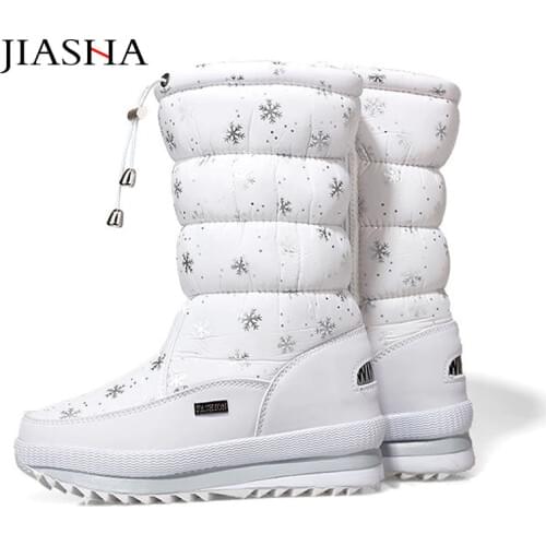 Waterproof winter boots women thick Plush warm snow boots new non-slip mid-calf platform shoes for women simple snow botas