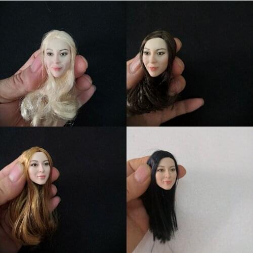 1/6 Asia Girl Head Straight Hair Head Carving Fit 12" Female TBLeague action figure body in stock